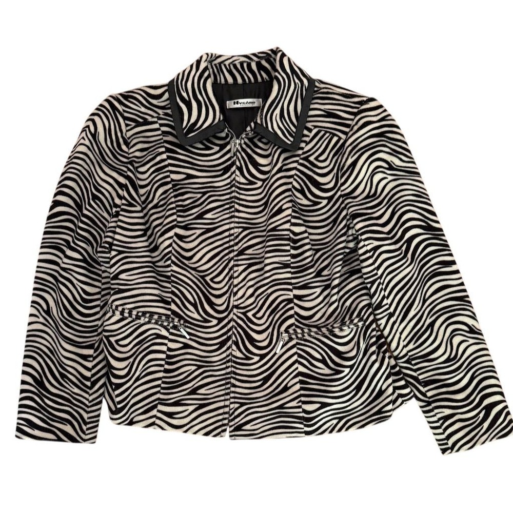 Nygard Collection Women's Zebra Print Jacket Black 12 Petites Vtg animal career